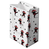 Schattigee Ninja Warrior Kinder zwart en rood patr Medium Cadeauzakje (Achterkant Gekanteld)