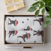 Schattigee Ninja Warrior Kinder zwart en rood patr Tissuepapier (Geschenk)