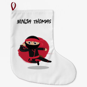 Schattigee Ninja Warrior Zwart & Rood Kinder Aange Grote Kerstsok