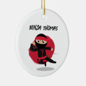 Schattigee Ninja Warrior Zwart & Rood Kinder Aange Keramisch Ornament (Rechts)