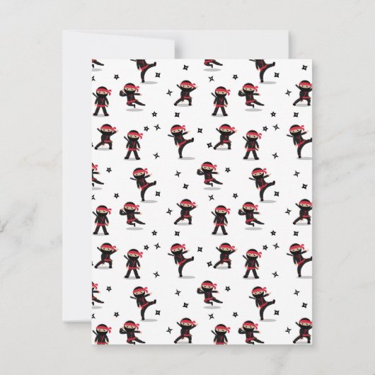 Schattigee Ninja Warrior Zwart & Rood Kinder Aange Notitiekaartje (Achterkant)