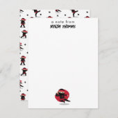Schattigee Ninja Warrior Zwart & Rood Kinder Aange Notitiekaartje (Voorkant / Achterkant)