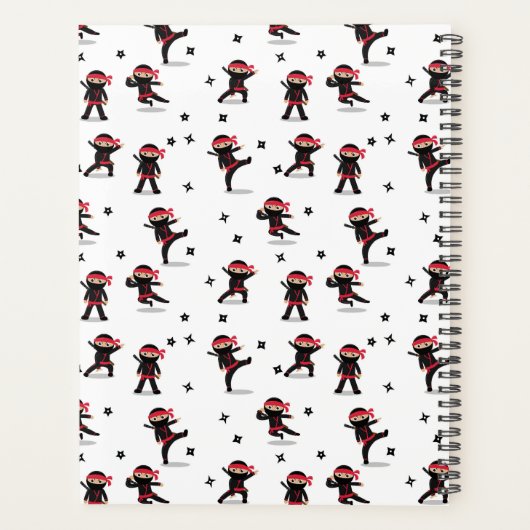 Schattigee Ninja Warrior Zwart & Rood Kinder Kalen Planner (Achterkant)