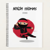 Schattigee Ninja Warrior Zwart & Rood Kinder Kalen Planner (Voorkant)