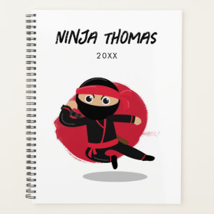 Schattigee Ninja Warrior Zwart & Rood Kinder Kalen Planner