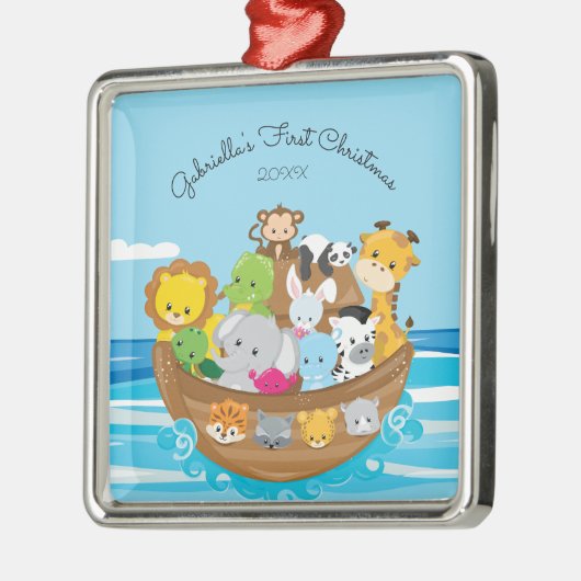 Schattigee Noah's Ark Baby's eerste kerst Ornament (Links)