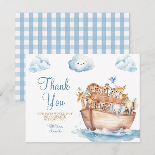 Schattigee Noah's Ark Genderneutraal Boho-Baby sho Bedankkaart (Voorkant / Achterkant)