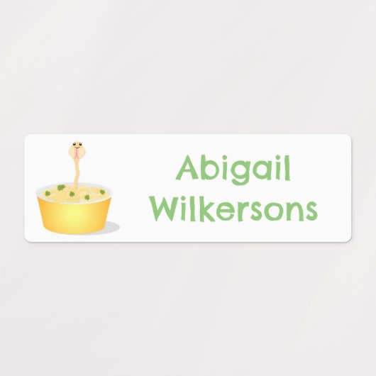 Schattigee noedels snake cartoon gepersonaliseerd labels (Design 2)