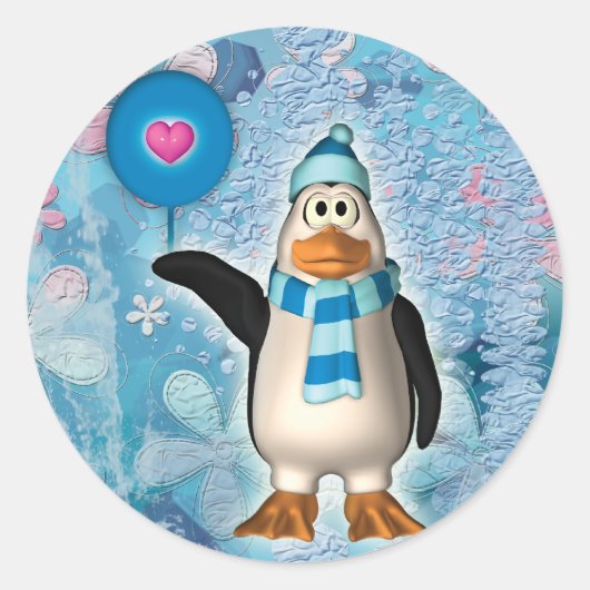 Schattigee Noordpool pinguïn met hart stickers (Voorkant)
