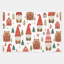 Schattigee Noordse kerstkabouters en peperkoek dor Inpakpapier Vel