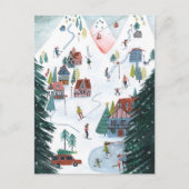 Schattigee Nordic skating Village kerst Feestdagenkaart (Voorkant)