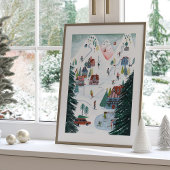 Schattigee Nordic skating Village kerst Poster