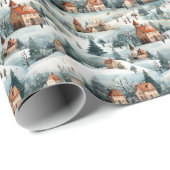 Schattigee Nordic Winter Village Kerst Cadeaupapier (Rol Hoek)