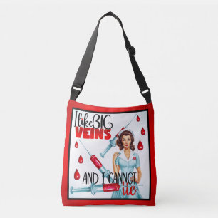 Schattigee nostalgische verpleegster pinup_ Ik hou Crossbody Tas