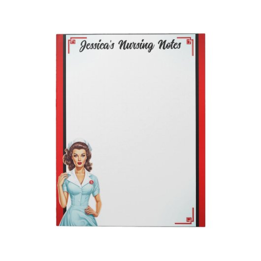 Schattigee nostalgische verpleegster pinup_ Ik hou Notitieblok (Linkerzijde)