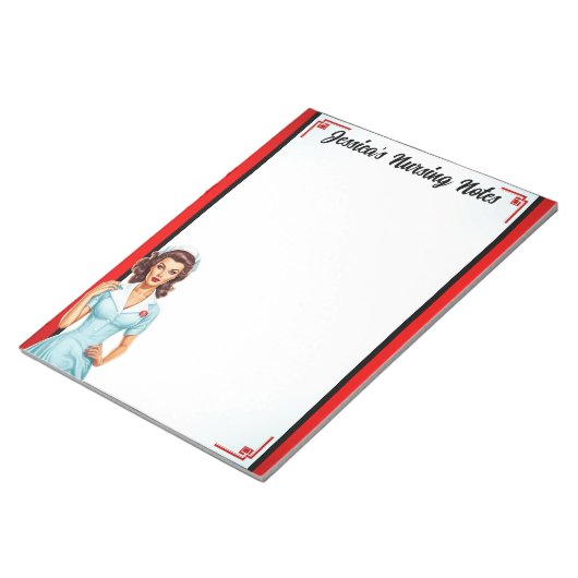 Schattigee nostalgische verpleegster pinup_ Ik hou Notitieblok (Schuin)