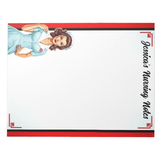Schattigee nostalgische verpleegster pinup_ Ik hou Notitieblok (Voorkant)