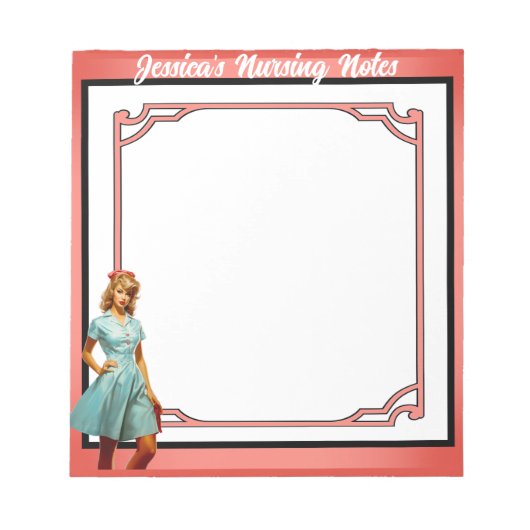 Schattigee nostalgische verpleegster Pinup_ Verple Notitieblok (Voorkant)