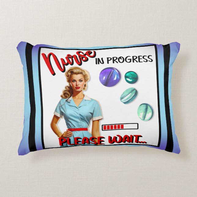 Schattigee nostalgische verpleegster pinup verplee accent kussen (Voorkant)