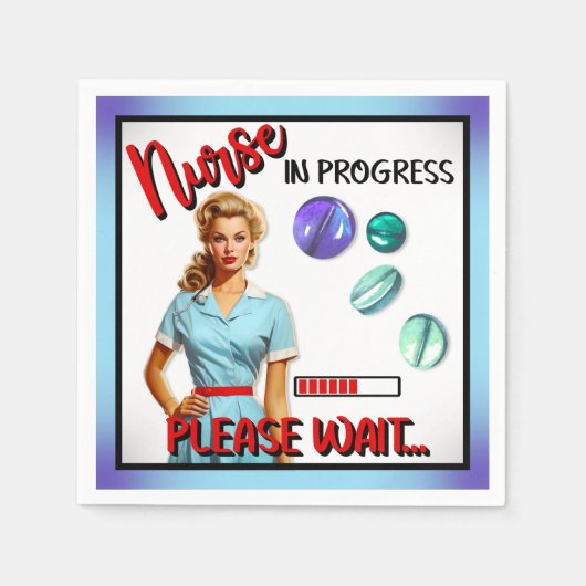 Schattigee nostalgische verpleegster pinup verplee servet (Voorkant)