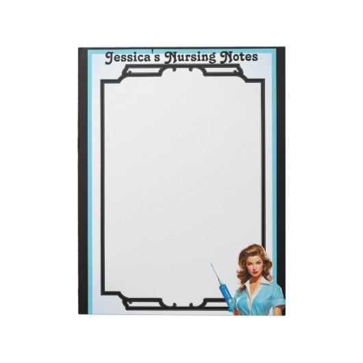 Schattigee nostalgische verpleegster pinup_ voor d notitieblok (Linkerzijde)