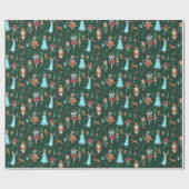Schattigee Notenkraker Donkergroene kerstvakantie Cadeaupapier (Vlak)