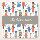 Schattigee Notenkraker Gepersonaliseerde Kerstmis Kartonnen Onderzetters (Voorkant)