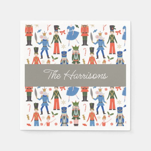 Schattigee Notenkraker Gepersonaliseerde Kerstmis Servet (Voorkant)