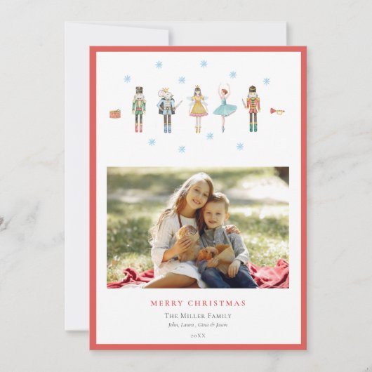 Schattigee notenkraker soldaten Foto Kerstmis Feestdagenkaart (Voorkant)