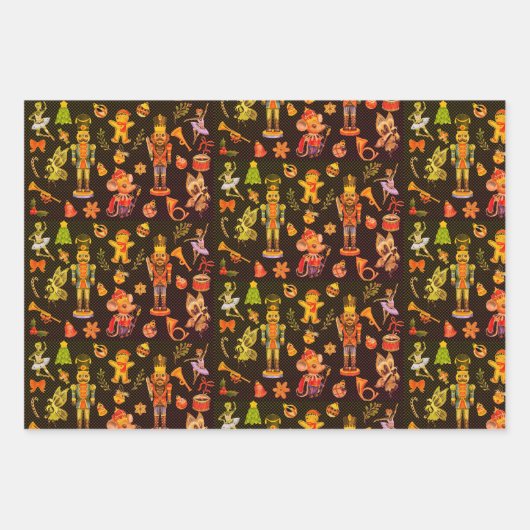 Schattigee notenkraker trio perzik Sinaasappel Inpakpapier Vel (Voorkant 2)