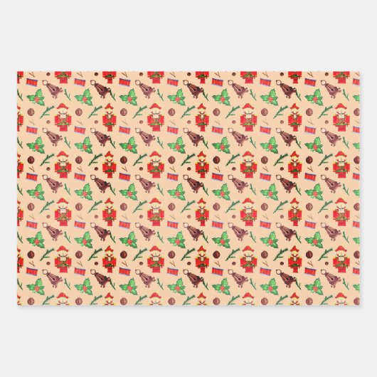 Schattigee notenkraker trio perzik Sinaasappel Inpakpapier Vel (Voorkant)