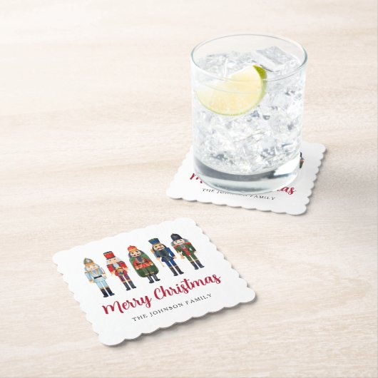 Schattigee Notenkraker Vrolijk Kerstfeest Kartonnen Onderzetters (Insitu)