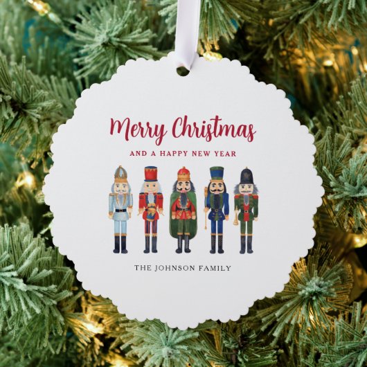 Schattigee Notenkraker Vrolijk Kerstfeest Ornament Kaart (Insitu (Drie))