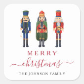 Schattigee Notenkraker Vrolijk Kerstfeest Vierkante Sticker (Voorkant)