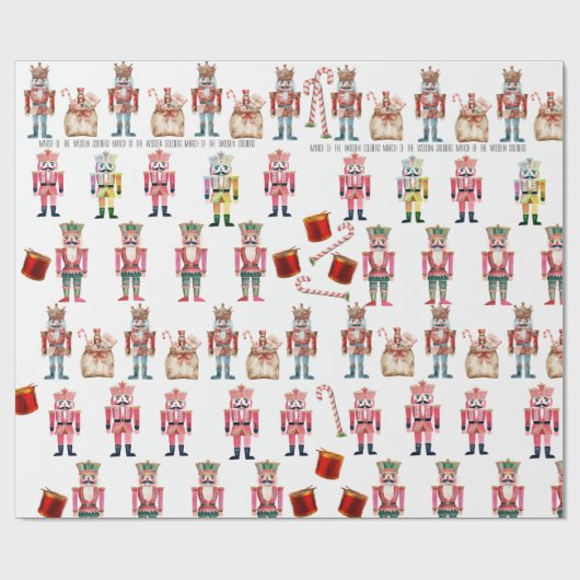 Schattigee Notenkrakers Drums Candy Canes Cadeaupapier (Vlak)