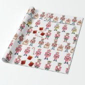 Schattigee Notenkrakers Drums Candy Canes Cadeaupapier (Uitgerold)