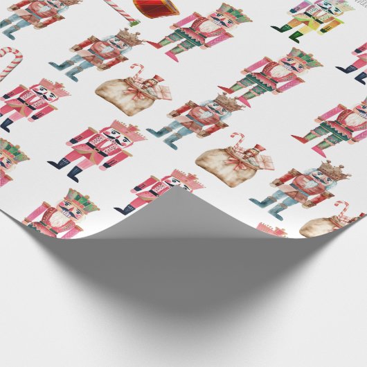 Schattigee Notenkrakers Drums Candy Canes Cadeaupapier (Hoek)