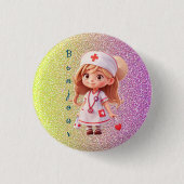 Schattigee Nurse Bonjour Badge Button (Voorkant)