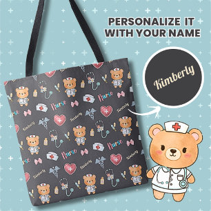 Schattigee Nurse Name Waterverf RN Healthcare Patt Tote Bag