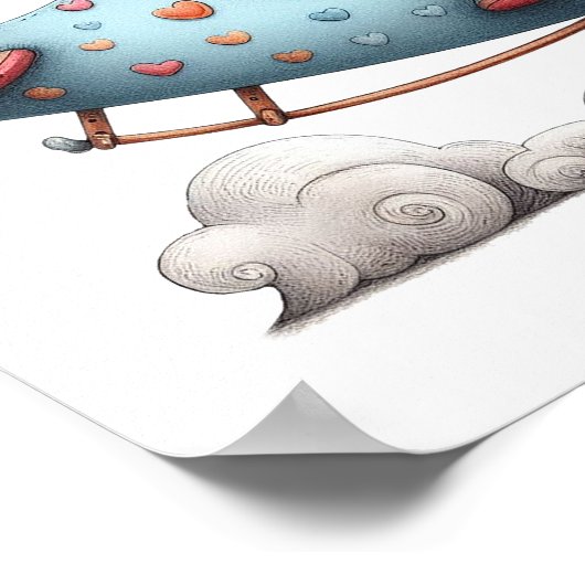 Schattigee Nursery Art Poster Kind Vliegend Oude V (Hoek)