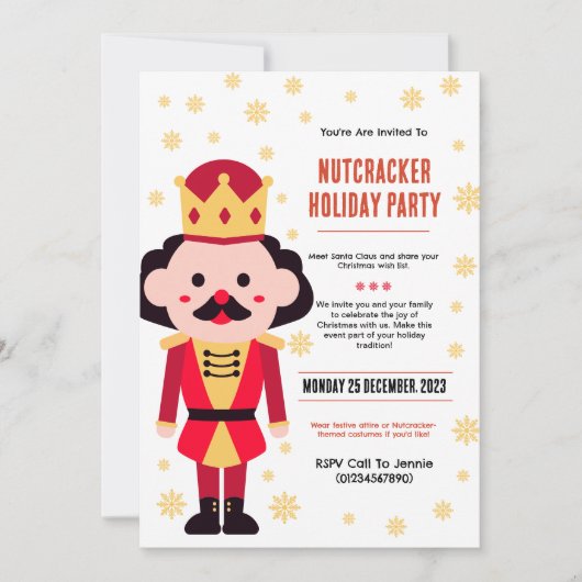 Schattigee Nutcracker Vakantie Party Kaart (Voorkant)