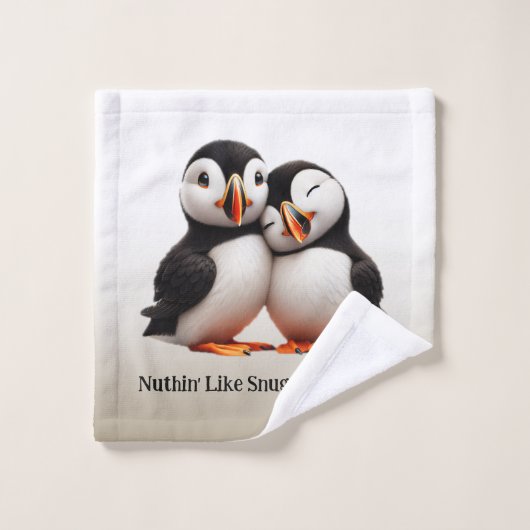 Schattigee Nuthin' Like Snugglin' Puffins Bad Handdoek (Wasdoekje)