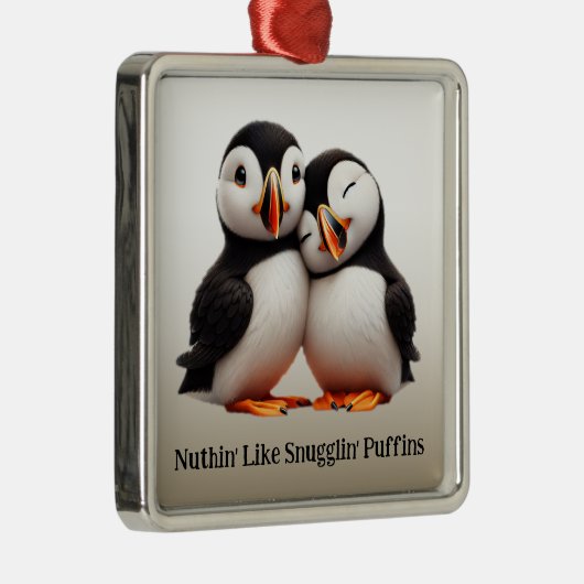 Schattigee Nuthin' Like Snugglin' Puffins Metalen Ornament (Rechts)