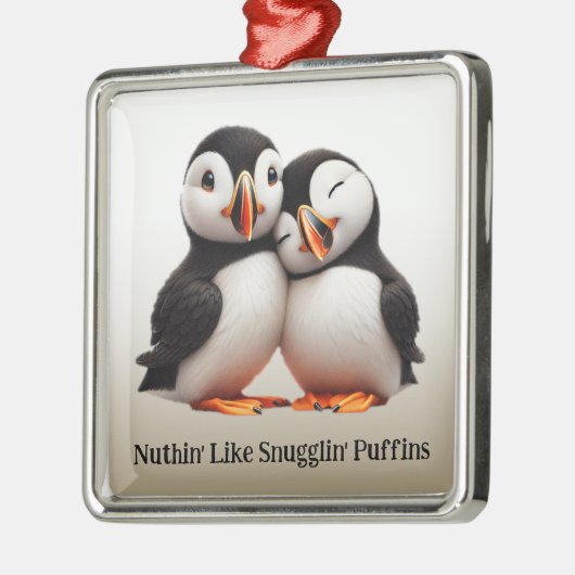 Schattigee Nuthin' Like Snugglin' Puffins Metalen Ornament (Links)