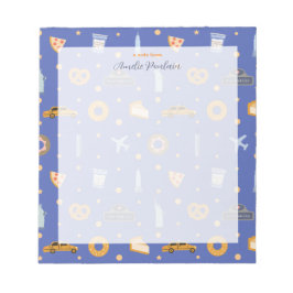 Schattigee NYC-patroonblauwe aangepaste naam Notitieblok