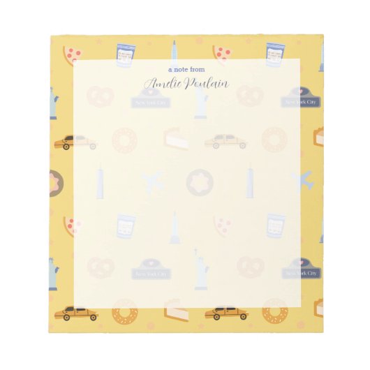Schattigee NYC-patroongele aangepaste naam Notitieblok (Voorkant)