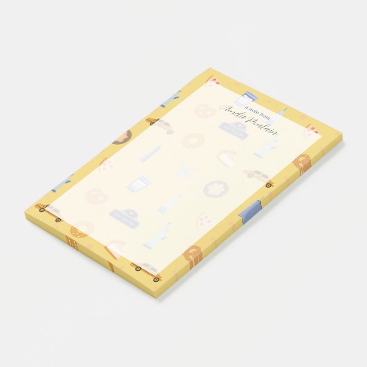 Schattigee NYC-patroongele aangepaste naam Post-it® Notes (Schuin)