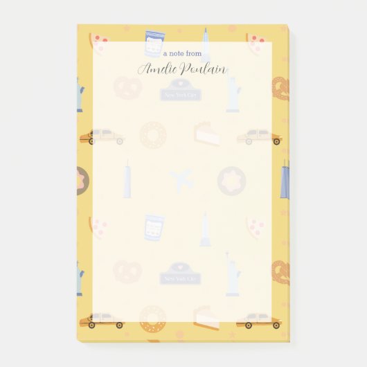 Schattigee NYC-patroongele aangepaste naam Post-it® Notes (Voorkant)