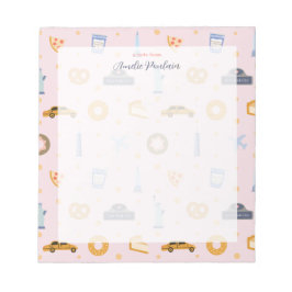 Schattigee NYC-patroonroze aangepaste naam Notitieblok