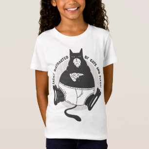 Schattigee obese zwarte kat eet pizza. Gemakkelijk T-shirt